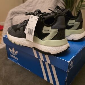 Adidas Black and Green Sneakers